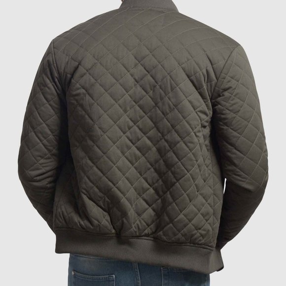 OLGYN Men’s Quilted Olive Green Bomber Jacket - Picture 2 of 4